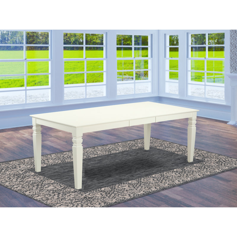 Table de salle à manger Logan - plateau de table rectangulaire en bois avec feuille papillon, lin, Blanc lin
