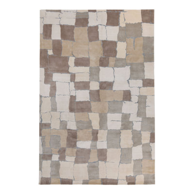 Natural Contemporary Silk Metal Blend Rug