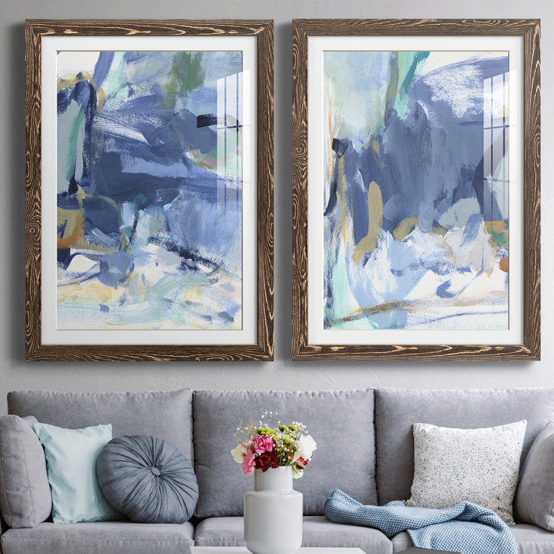 Blue Room I Premium encadré mat - prêt à être accroché, H 43,5 po x l 31,5 po x P 1 po, Noyer