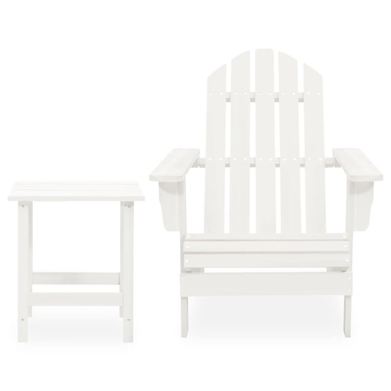 Swartz Fir Outdoor Adirondack Chair With Table , 69.5cm cm W 86.5cm cm D, White