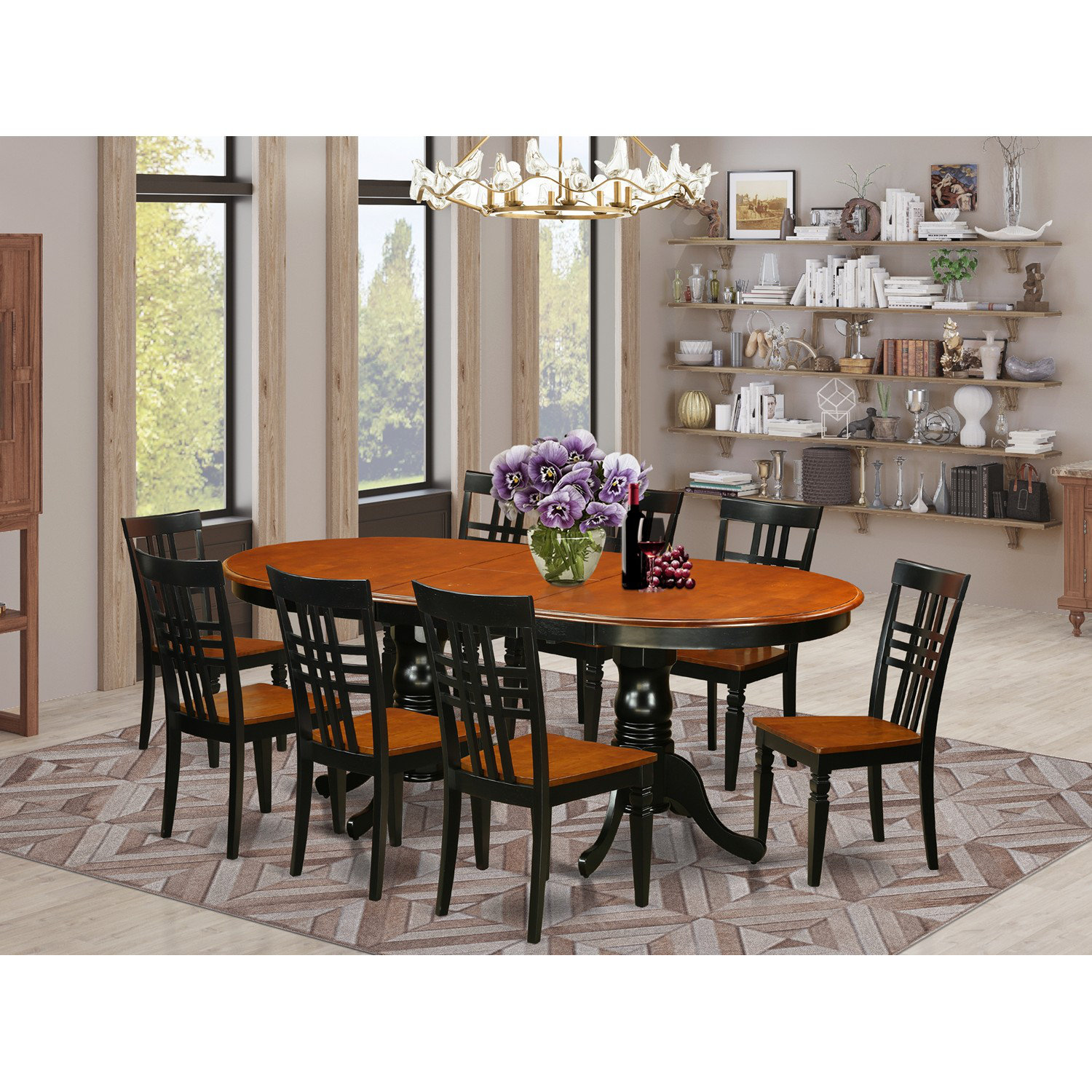 Charlton Home Steinmetz 9 - Piece Butterfly Leaf Rubberwood Solid Wood ...