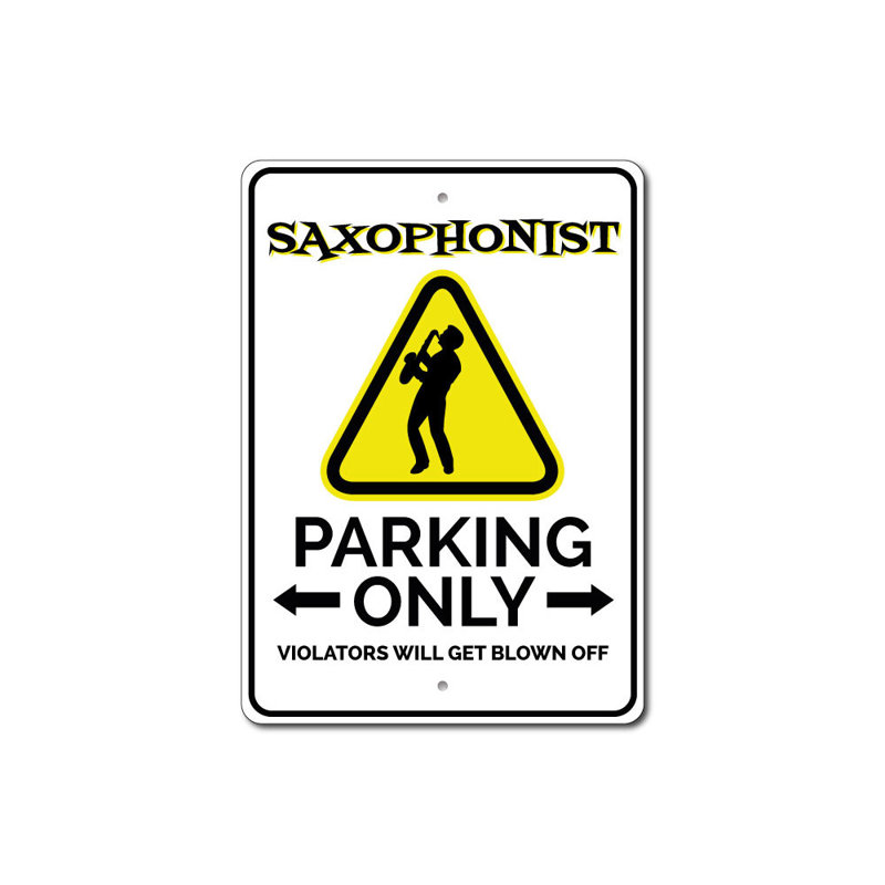 Enseigne saxophoniste en aluminium, H 14 po x l 10 po x P 0,04 po