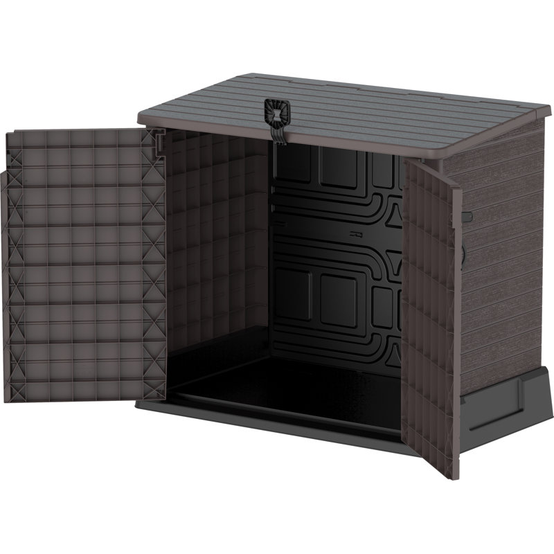 4 ft. 3 in. W x 2 ft. 5 in. D Plastic Horizontal Garbage Shed, Brown
