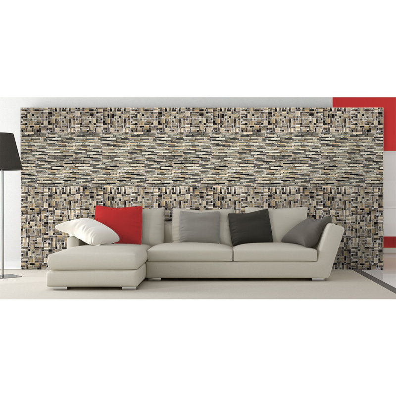 Carreau de mosaïque linéaire pour mur et piscine en verre teinté 12 po x 12 po Handicraft, Mer noire