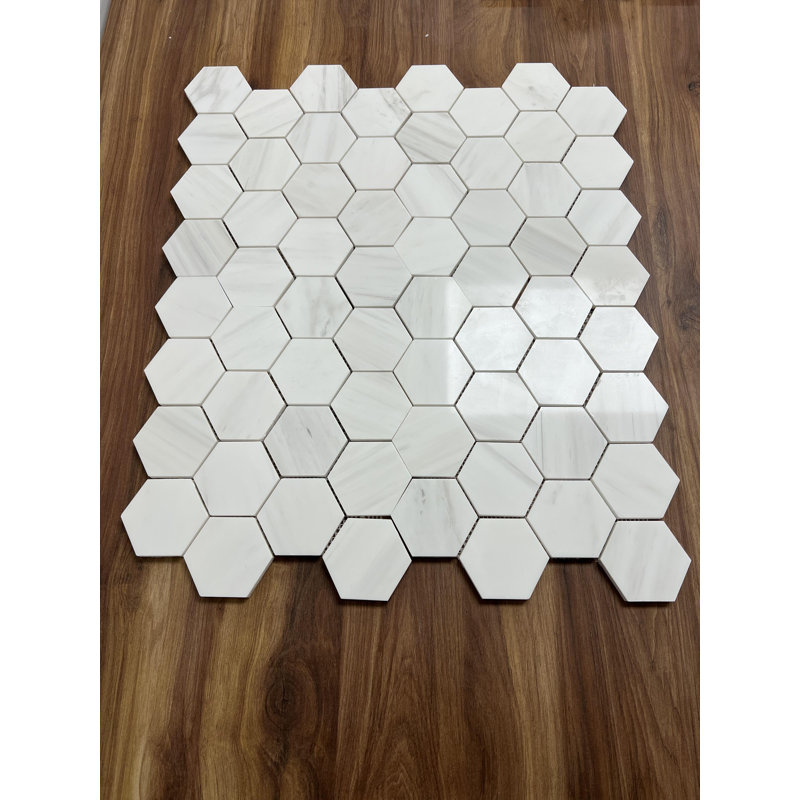 Mosaïque en marbre 3 po Bianco Dolomite, Poli