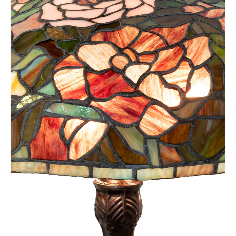 Mahogany Bronze 26" Table Lamp with Ruby and Pink Glass Shade