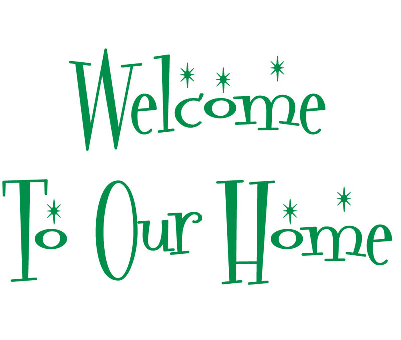 Décalcomanie murale "welcome to the home", H 22 po x l 36 po x P 0,01 po, Vert clair