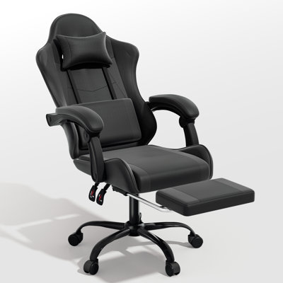 PU Leather Adjustable Gaming Chair, Ergonomic Desk Computer Chair with Headrest, Footrest and Lumbar Support