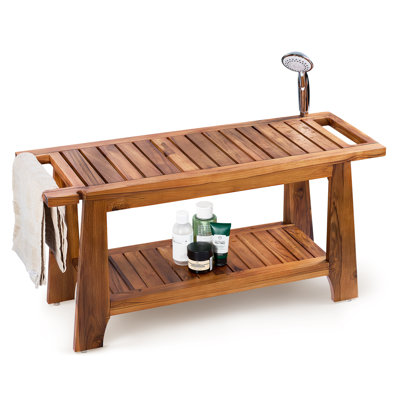 Teak Shower Benches for Inside Shower with Shelf for Bathroom and Spa