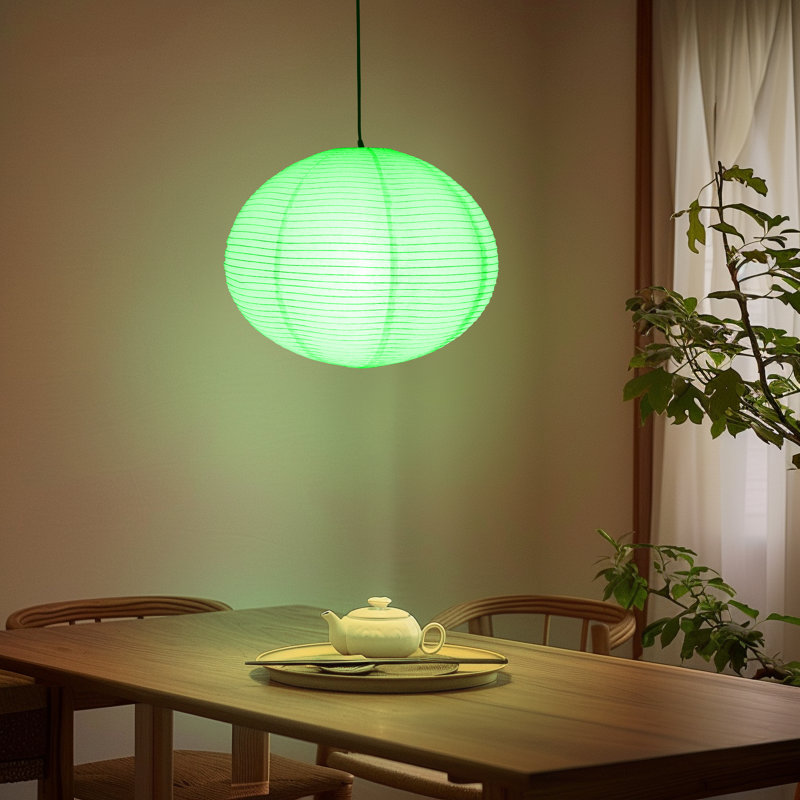 Luminaire suspendu lumineux avec ampoule à changement de couleur RVB Brightech Jupiter - Abat-jour en papier de riz de conception japonaise