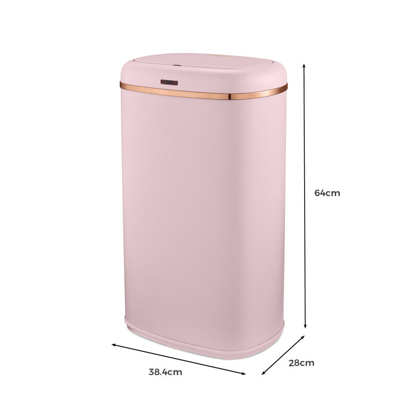 Tower Cavaletto Square Sensor Waste Bin, 58L, Pink / Rose Gold