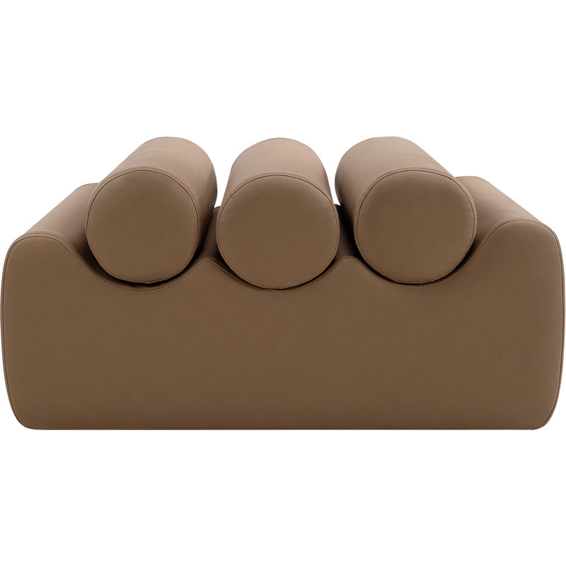 Rumble Vegan Leather Bench, Brown Vegan Leather, 16.5" H x 32" W x 22" D