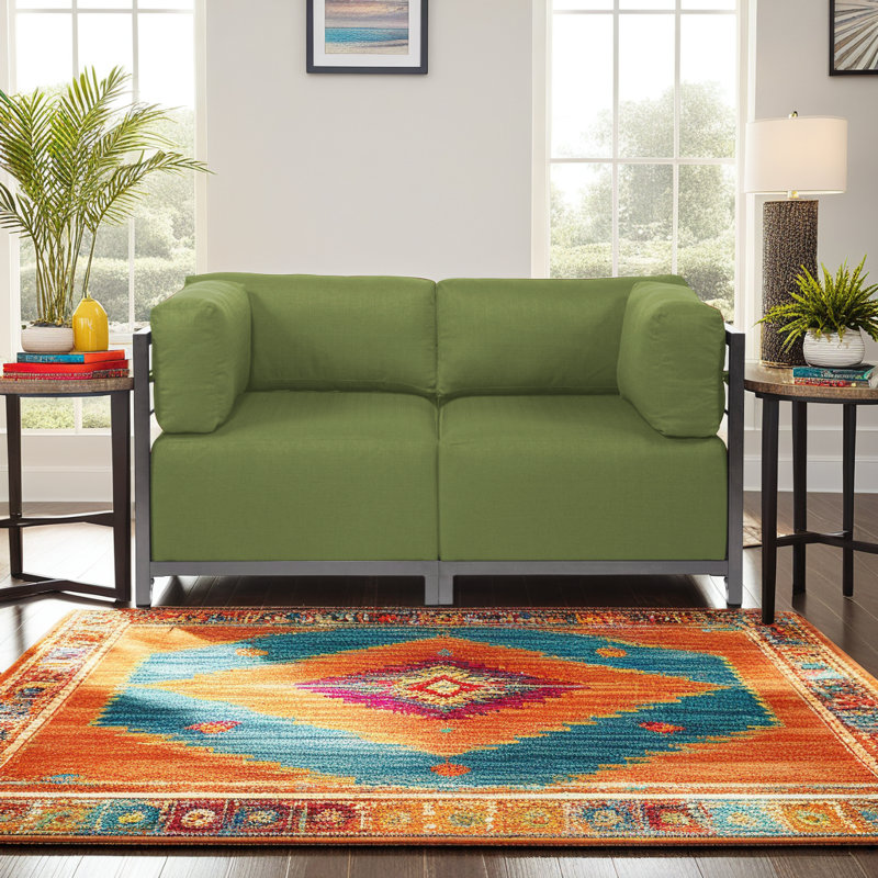 Woodsen Upholstered 65'' Loveseat, Titanium, Seascape Moss, 30" H x 65" W x 65" D