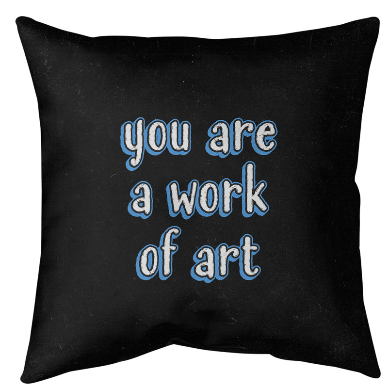 Coussin de sol œuvre d’art, H 36 po x l 36 po, bleu