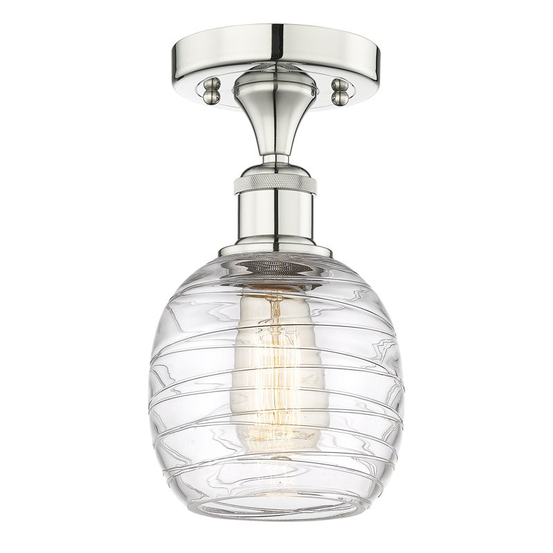 Plafonnier semi-encastré 1 lumière 6 po Magréb, Nickel poli