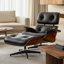 Méridienne rembourrée en cuir de polyuréthane de style Mid-Century avec repose-pieds, structure en bois massif, base en alliage d'aluminium robuste pour le bureau à domicile et le salon-1157644770-1141462698