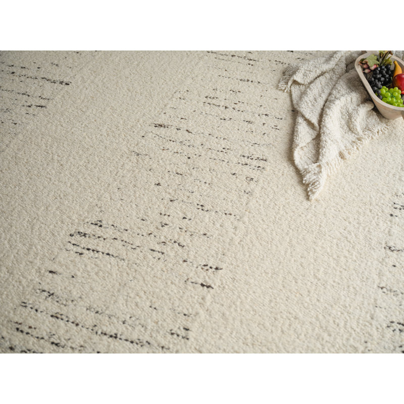 Sunstone flatweave Wool Ivory/Black Area Rug, 14'X18'