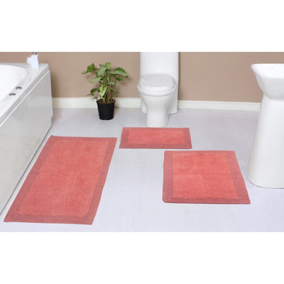 Tapis pour salle de bain réversible 100% coton bruxellois (ensemble de 3)