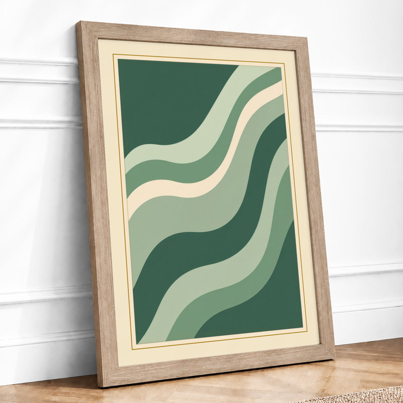 Undulating Green Forms Minimalist - Print, Oak, A3 - 42.0 x 29.7 cm