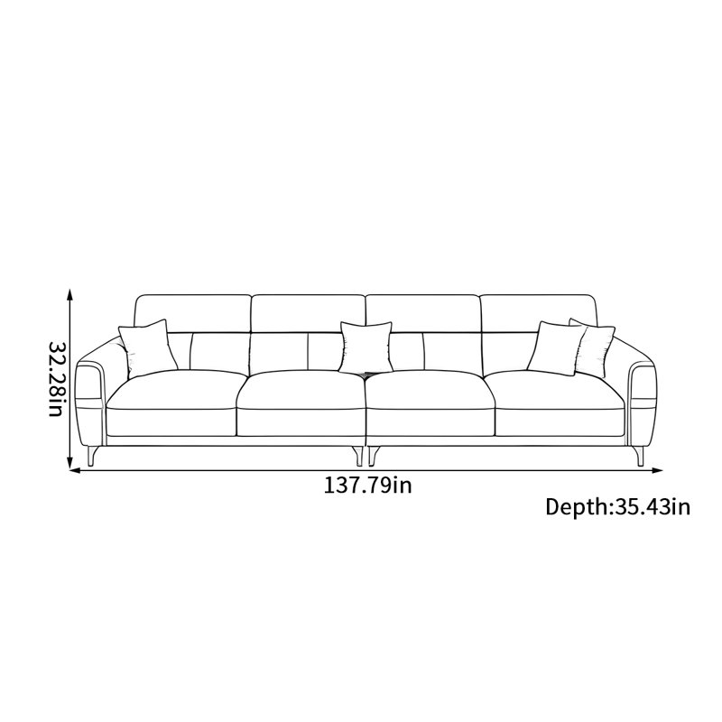 Canapé moderne et simple, H 32,28 po x l 137,79 po x P 35,43 po, 5