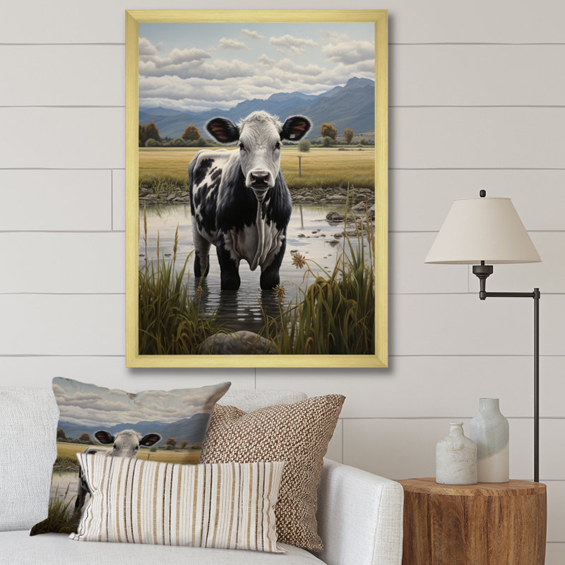 Ashkum Cow Solitude II, reproduction d'art sur toile, H 32 po x l 16 po x P 1 po, Encadrement doré