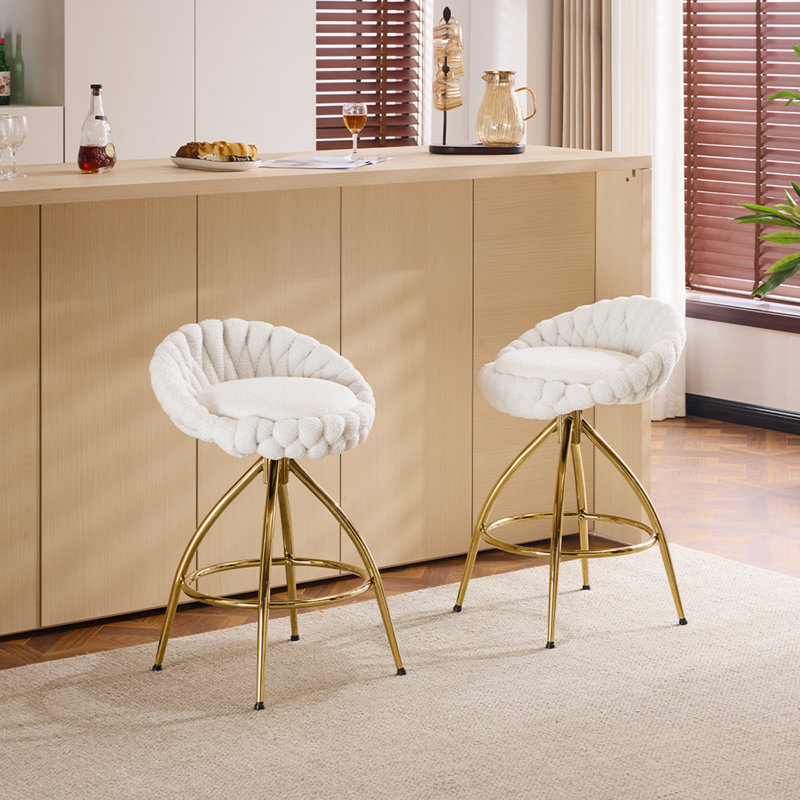 Ensemble de 2 tabourets de bar avec pivot et repose-pieds Modern Teddy Modern