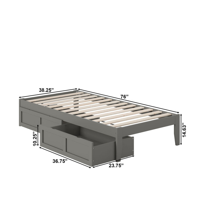 Aayanna Panel Storage Bed, Gray, Twin
