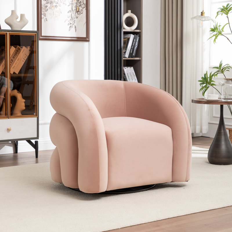 Fauteuil demi-tonneau rembourré et pivotant, Rose