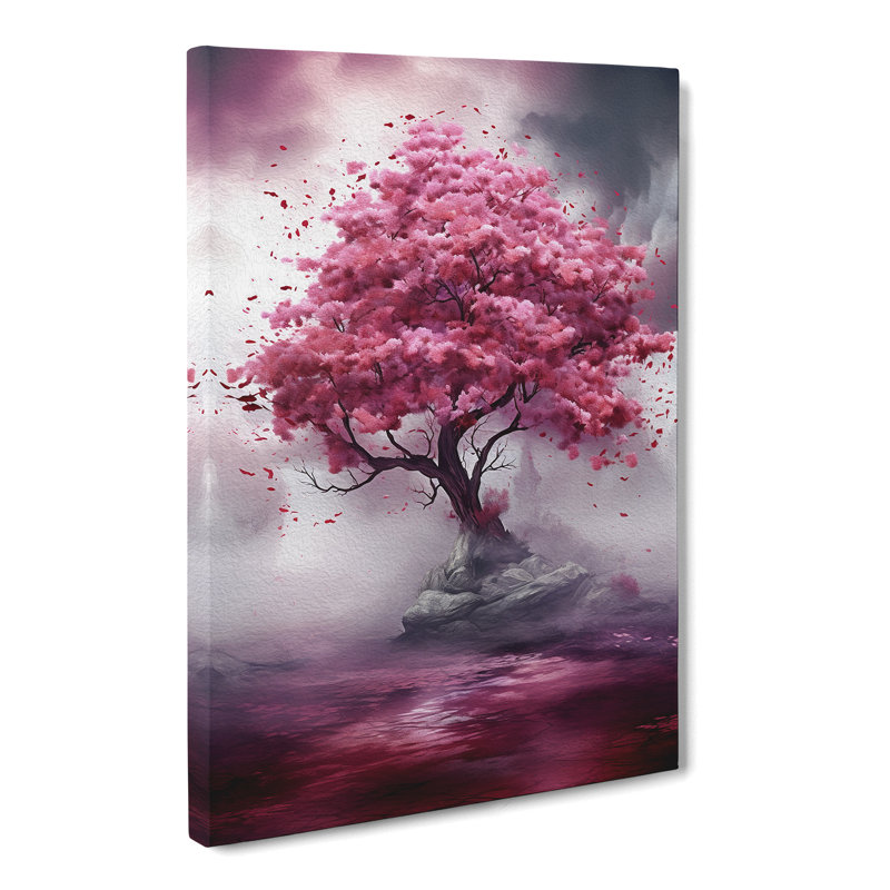 Cherry Blossom Tree Digital - Wrapped Canvas Print, 60cm H x 40cm W x 3cm D