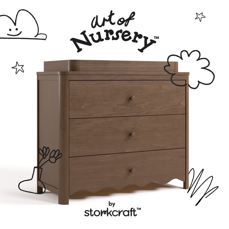 Casablanca 3 Drawer Chest With Removable Changing Table Topper, Hazelnut