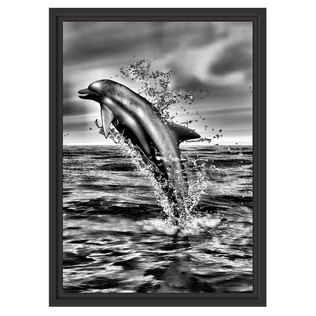 Gerahmtes Wandbild Delphin sprintMeer