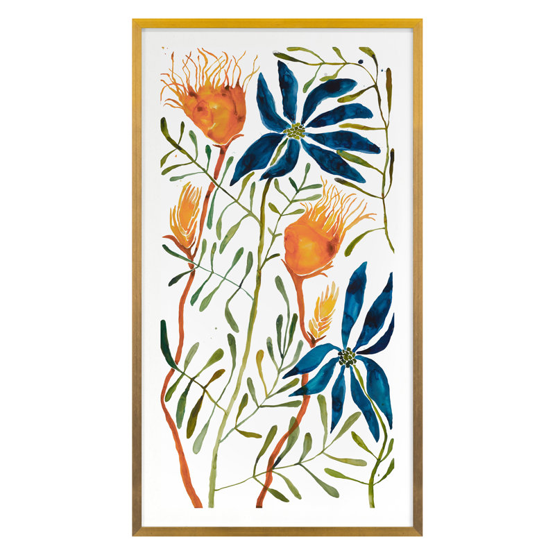 Fleurs sauvages 15 par Judith Bigham - Peinture sur papier, Papier avec cadre doré