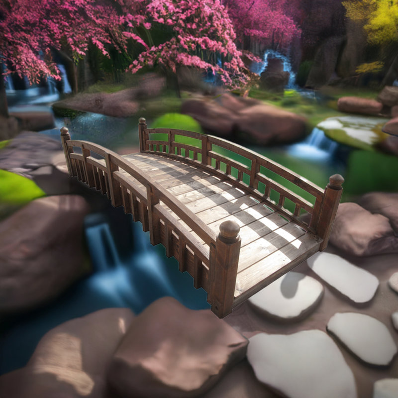Japanese Garden Bridge with Finials