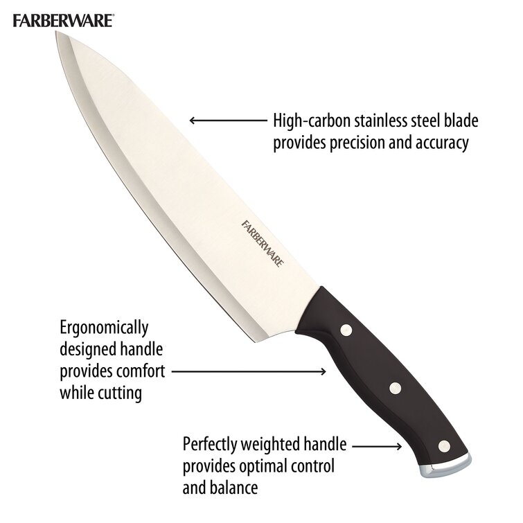 Farberware Edgekeeper Triple Riveted Slim Knife Block Set with Built in  Sharpener, 14-Piece, Black & Reviews
