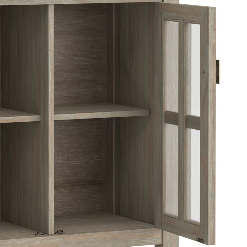 Artisan Handcrafted Solid Wood Low Storage Cabinet in Distressed Grey