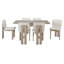 Table de salle à manger 7 pièces à base de tréteaux avec 6 chaises rembourrées-1334276776-1334276774