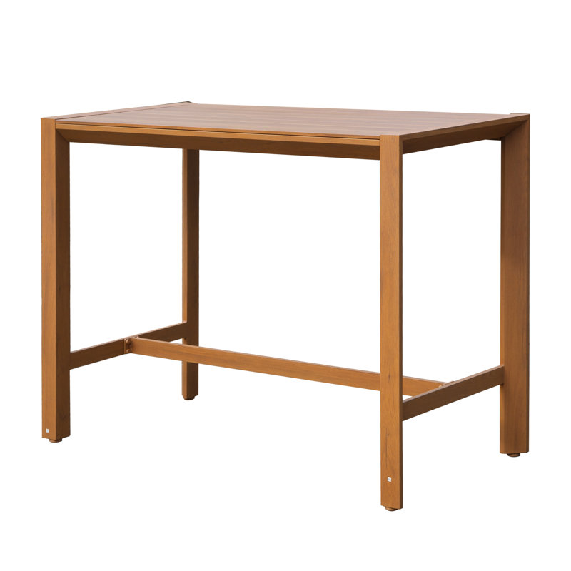 Counter Height 39.37'' Aluminum Frame Outdoor Patio Bar Table Wood-Like