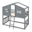 Lit superposé simple au-dessus d'un lit superposé gris en bois massif - Taille de la pièce centrale incluse pour plus de commodité