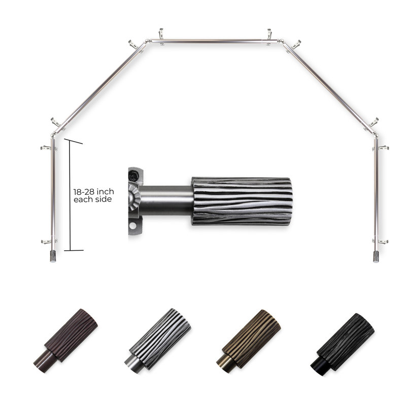 Tringle à rideaux simple réglable 0,81 po Hazelle, Nickel satiné, 28 po à 48 po (chaque côté)