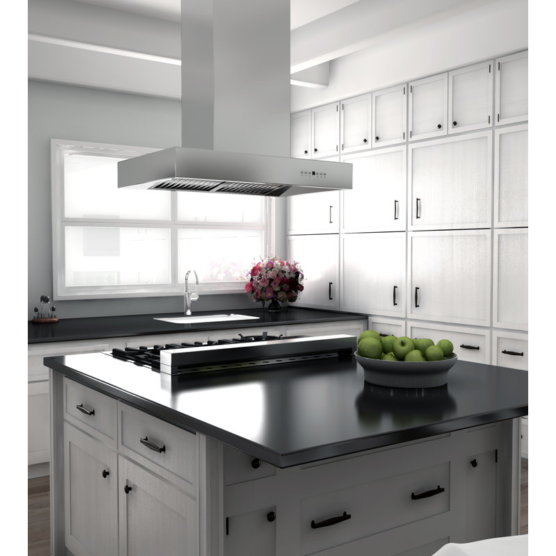48" 700 CFM Ducted Island Range Hood in Brushed Stainless Steel, 48"