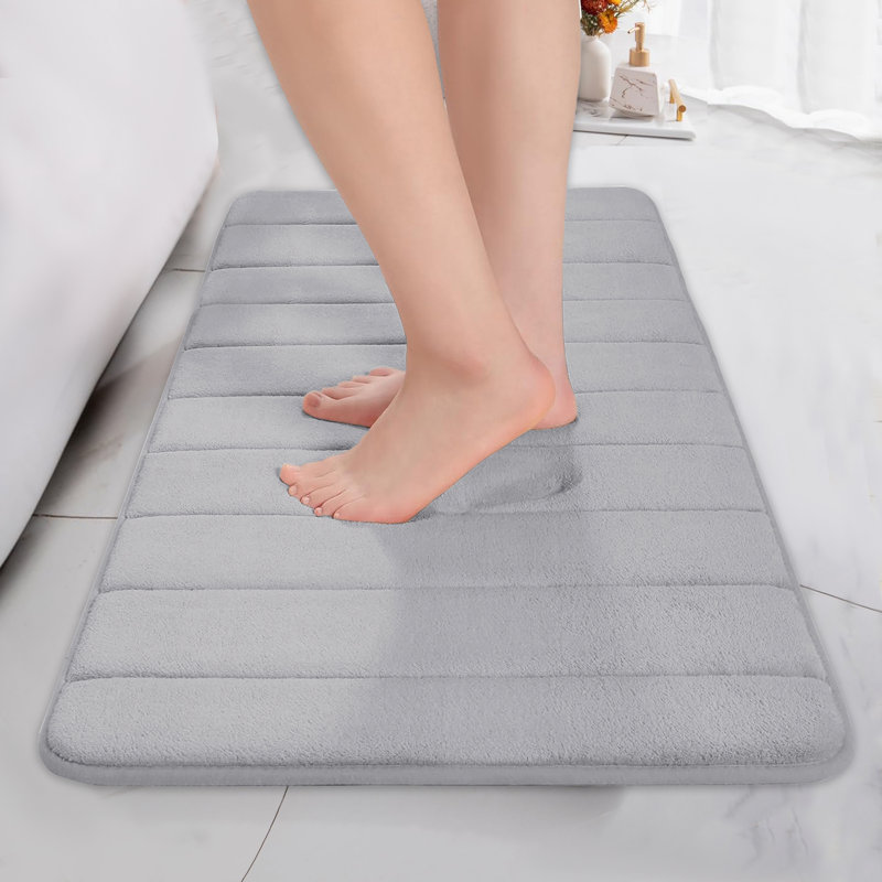 Nequan Memory Foam Non-Slip Bath Mat, 40cm W X 60cm L, Light Grey