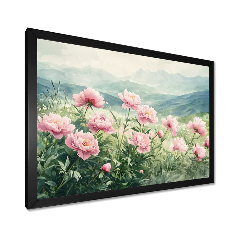Ginamarie - Floral Oversized Canvas Prints, Single Picture Framed Print, 30" H x 40" W, Black