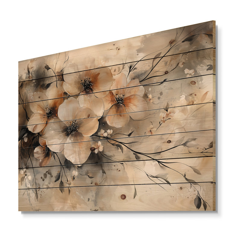 Racines du cornouiller Dream I - art mural en bois de cornouiller - sur bois de pin naturel, H 10 po x l 20 po
