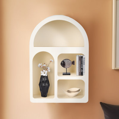 Ljiljan Lark Manor White 24" Arch Rough Finish MDF Wall Shelf – Transform Your Space With Elegant Wall Storage And Home Decor