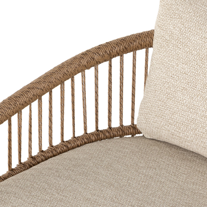 Chaise de patio avec coussins Saya, Coussin sable Faye / structure brune