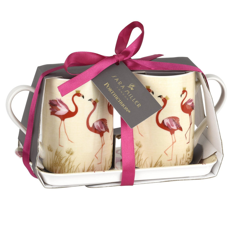 Pimpernel Sm Flamingo, ensemble de 2 tasses et plateau