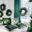 Ensemble de 6 housses de coussins décoratifs de Noël vert avec housse de coussin aquarelle d'hiver 18 x 18 pouces