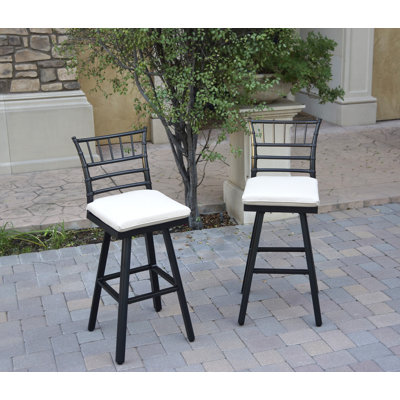 Senoma Aluminum Outdoor Bar Stool with Cushion(set of 2) by Lark Manor