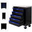 Armoire à outils verrouillable à 5 tiroirs sur roulettes - noir + bleu, construction, boîte à outils mobile de 26,39 x 13,62 x 26,7 pouces verrouillable, acier thermolaqué, pratique et spacieuse