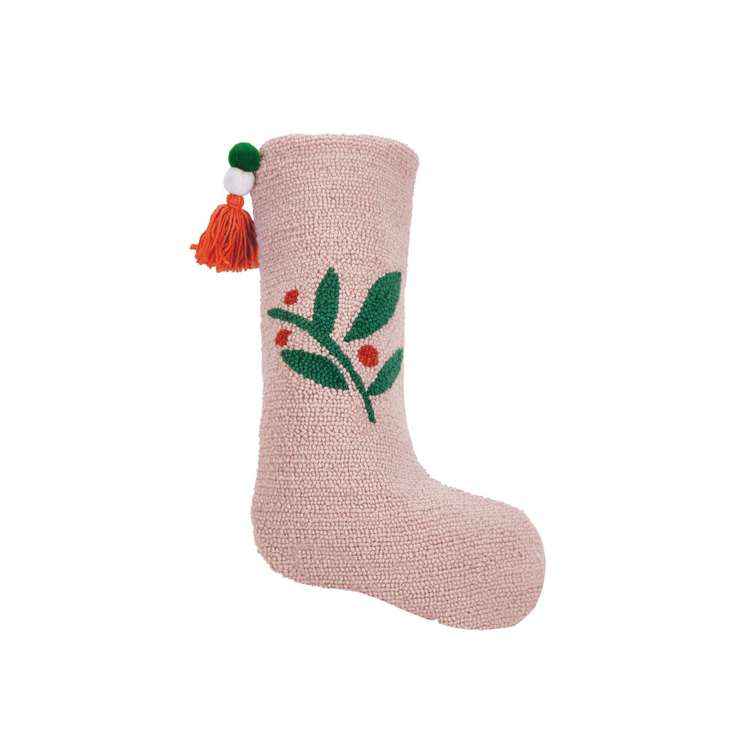 Pink Berries with Pom Tassel Hook Stocking Mistletoe and Co.